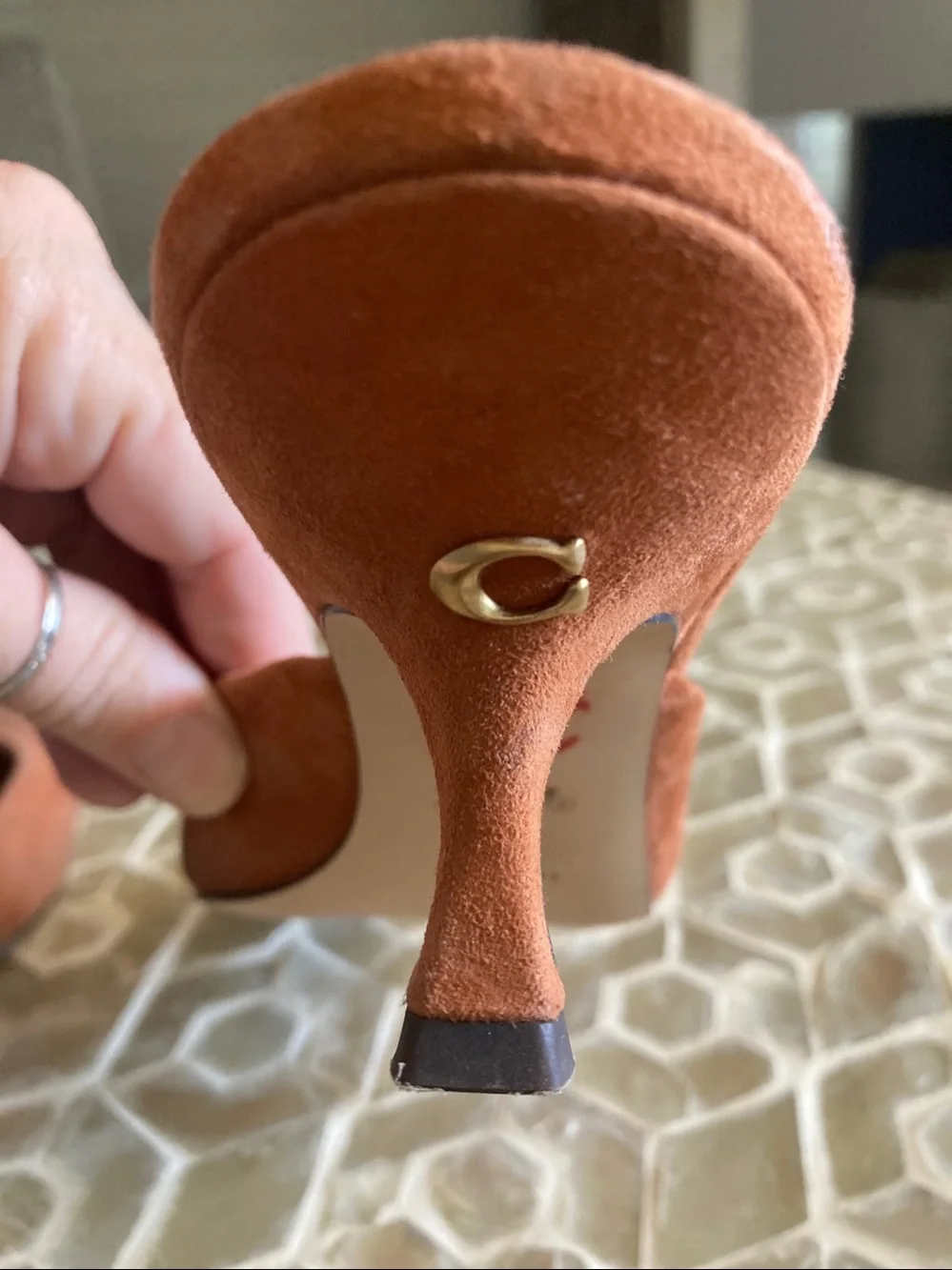 SOLD! Coach Renn Suede Mule in ‘Burnished Amber’ (5.5)